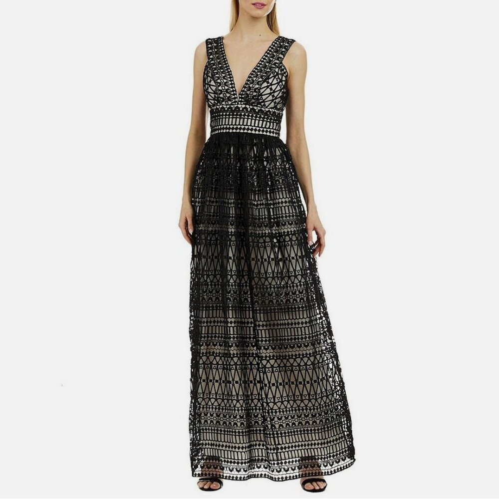 Nicole Miller Eyelet Lace Maxi Dress